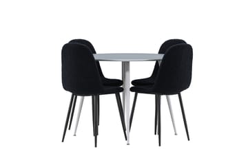 Plaza Spisegruppe 100 cm Rundt med 4 Polar stole - Grå/Svart - Møbler - Borde - Spisebordssæt