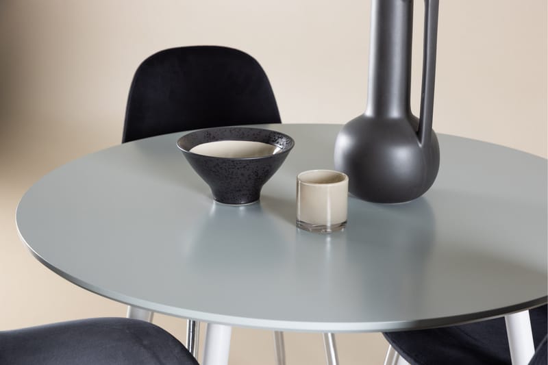 Plaza Spisegruppe 100 cm Rundt med 4 Polar stole - Grå/Svart - Møbler - Borde - Spisebordssæt