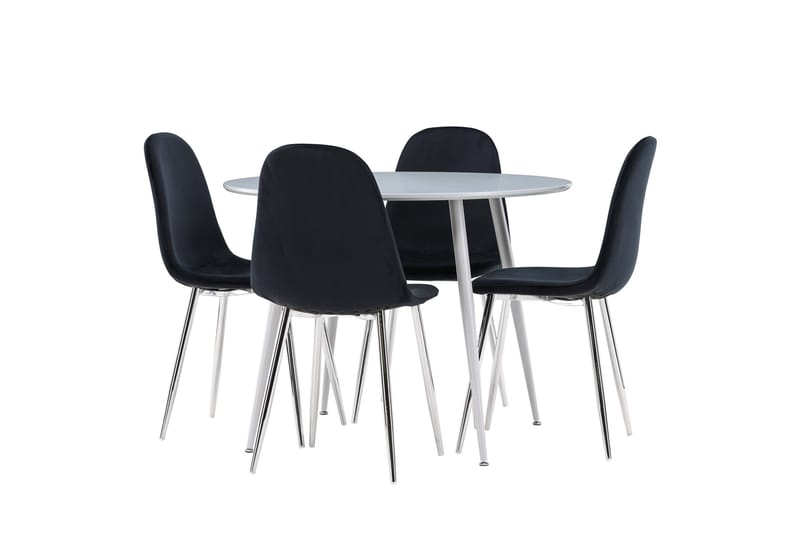 Plaza Spisegruppe 100 cm Rundt med 4 Polar stole - Grå/Svart - Møbler - Borde - Spisebordssæt