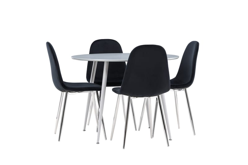 Plaza Spisegruppe 100 cm Rundt med 4 Polar stole - Grå/Svart - Møbler - Borde - Spisebordssæt