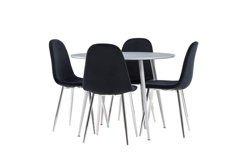 Plaza Spisegruppe 100 cm Rundt med 4 Polar stole - Grå/Svart - Møbler - Borde - Spisebordssæt
