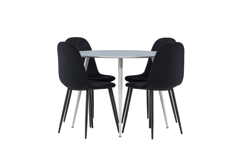 Plaza Spisegruppe 100 cm Rundt med 4 Polar stole - Grå/Svart - Møbler - Borde - Spisebordssæt