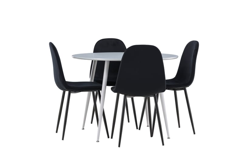 Plaza Spisegruppe 100 cm Rundt med 4 Polar stole - Grå/Svart - Møbler - Borde - Spisebordssæt