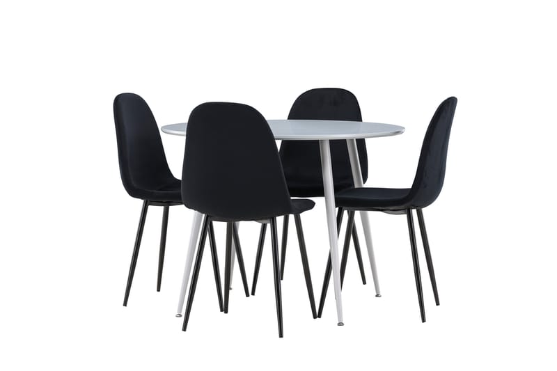 Plaza Spisegruppe 100 cm Rundt med 4 Polar stole - Grå/Svart - Møbler - Borde - Spisebordssæt