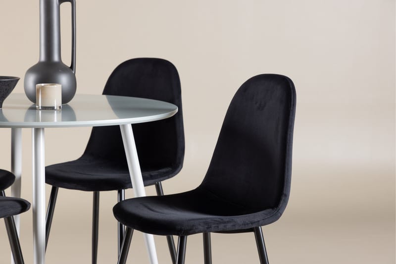Plaza Spisegruppe 100 cm Rundt med 4 Polar stole - Grå/Svart - Møbler - Borde - Spisebordssæt