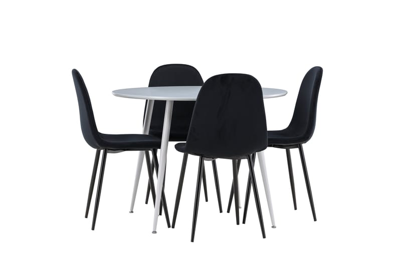 Plaza Spisegruppe 100 cm Rundt med 4 Polar stole - Grå/Svart - Møbler - Borde - Spisebordssæt