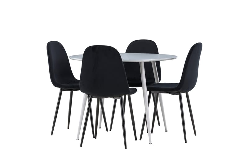 Plaza Spisegruppe 100 cm Rundt med 4 Polar stole - Grå/Svart - Møbler - Borde - Spisebordssæt