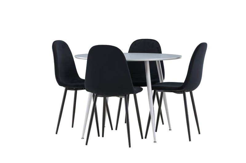 Plaza Spisegruppe 100 cm Rundt med 4 Polar stole - Grå/Svart - Møbler - Borde - Spisebordssæt