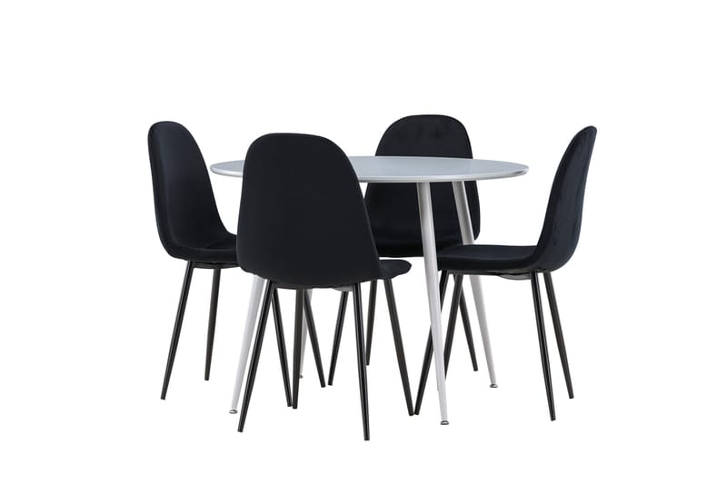 Plaza Spisegruppe 100 cm Rundt med 4 Polar stole - Grå/Svart - Møbler - Borde - Spisebordssæt