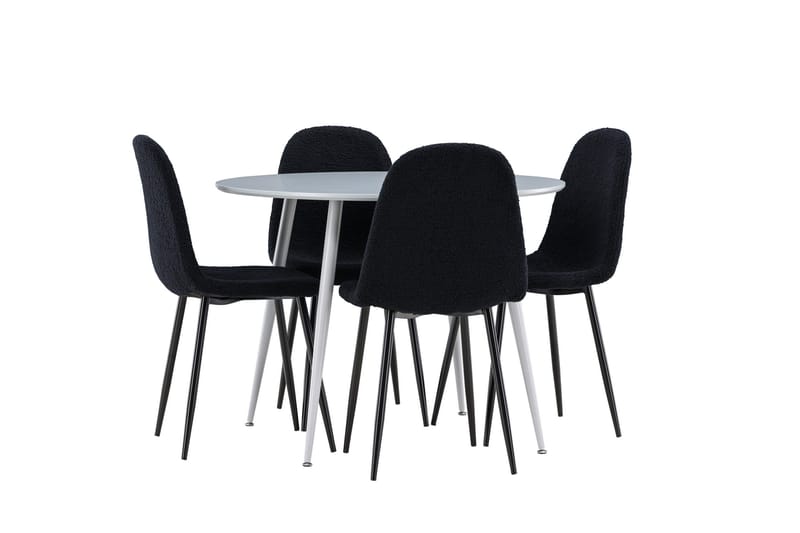 Plaza Spisegruppe 100 cm Rundt med 4 Polar stole - Grå/Svart - Møbler - Borde - Spisebordssæt