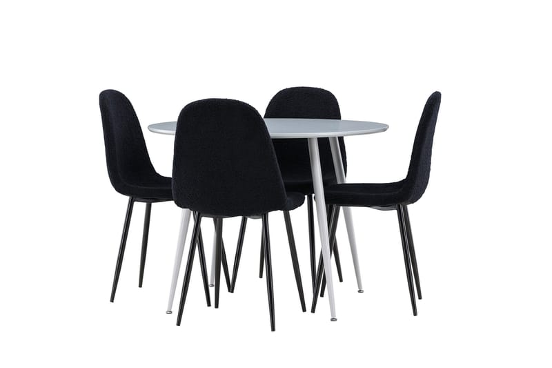 Plaza Spisegruppe 100 cm Rundt med 4 Polar stole - Grå/Svart - Møbler - Borde - Spisebordssæt