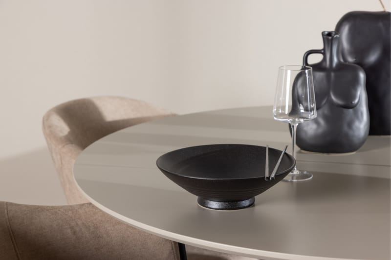 Plaza Spisegruppe 120 cm Rundt med 4 Evelina stole - Beige/Beige - Møbler - Borde - Spisebordssæt