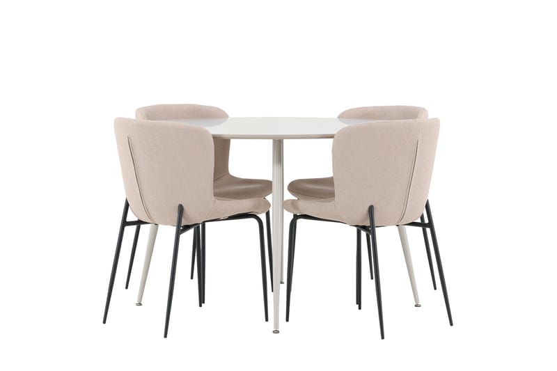 Plaza Spisegruppe 120 cm Rundt med 4 Modesto stole - Beige/Beige - Møbler - Borde - Spisebordssæt