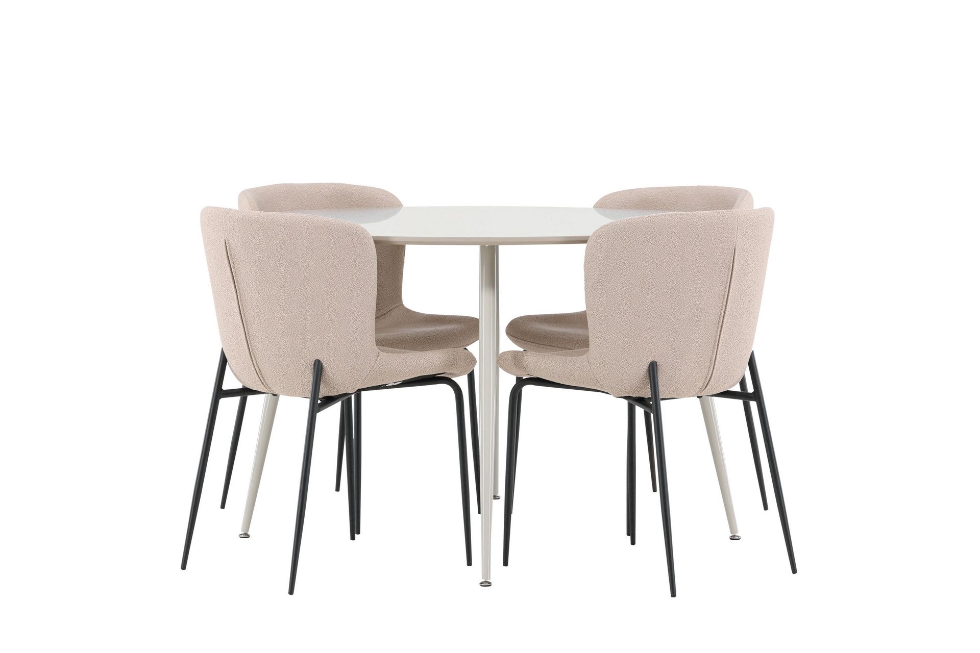 Plaza Spisegruppe 120 cm Rundt med 4 Modesto stole - Beige/Beige - Møbler - Borde - Spisebordssæt