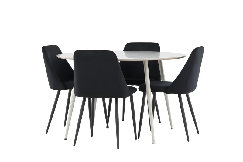 Plaza Spisegruppe 120 cm Rundt med 4 Night stole, Beige/Svart