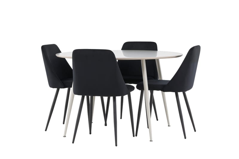 Plaza Spisegruppe 120 cm Rundt med 4 Night stole, Beige/Svart