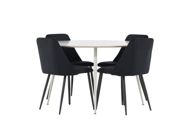 Plaza Spisegruppe 120 cm Rundt med 4 Night stole - Beige/Svart - Møbler - Borde - Spisebordssæt