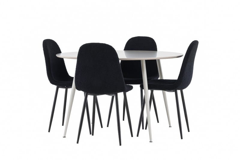 Plaza Spisegruppe 120 cm Rundt med 4 Polar stole, Beige/Svart