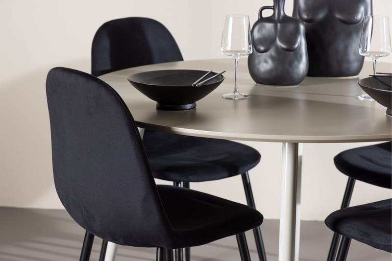 Plaza Spisegruppe 120 cm Rundt med 4 Polar stole - Beige/Svart - Møbler - Borde - Spisebordssæt