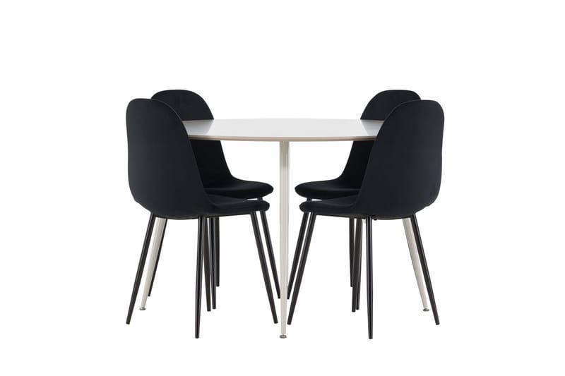 Plaza Spisegruppe 120 cm Rundt med 4 Polar stole - Beige/Svart - Møbler - Borde - Spisebordssæt