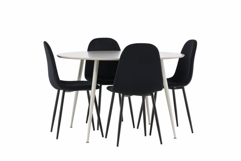 Plaza Spisegruppe 120 cm Rundt med 4 Polar stole - Beige/Svart - Møbler - Borde - Spisebordssæt