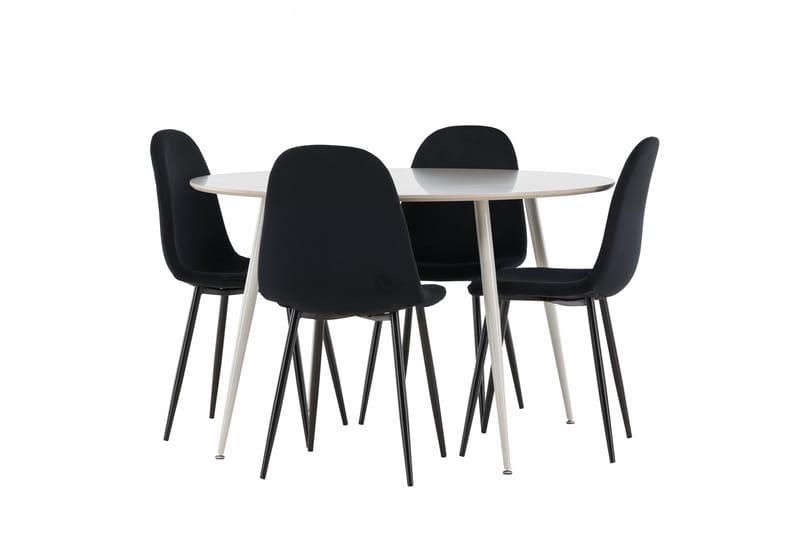Plaza Spisegruppe 120 cm Rundt med 4 Polar stole - Beige/Svart - M�øbler - Borde - Spisebordssæt