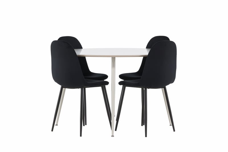 Plaza Spisegruppe 120 cm Rundt med 4 Polar stole - Beige/Svart - Møbler - Borde - Spisebordssæt