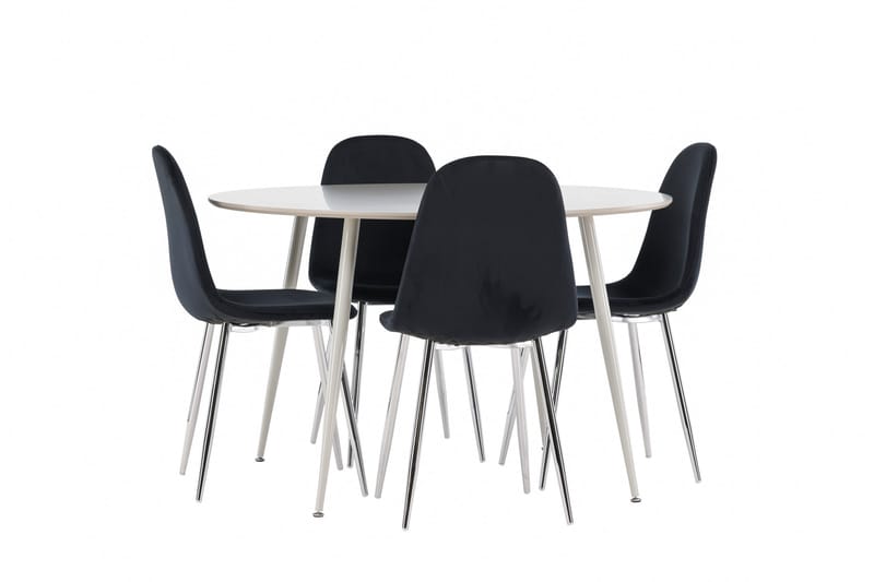Plaza Spisegruppe 120 cm Rundt med 4 Polar stole - Beige/Svart - Møbler - Borde - Spisebordssæt