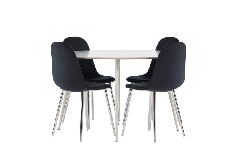 Plaza Spisegruppe 120 cm Rundt med 4 Polar stole - Beige/Svart - Møbler - Borde - Spisebordssæt