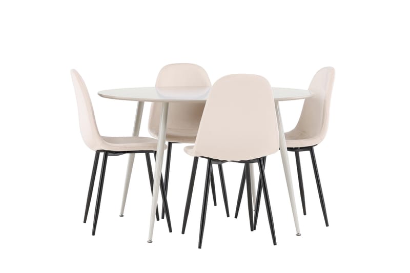 Plaza Spisegruppe 120 cm Rundt med 4 Polar stole - Beige/Beige - M�øbler - Borde - Spisebordssæt