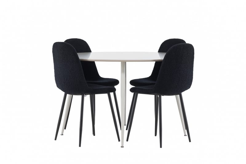 Plaza Spisegruppe 120 cm Rundt med 4 Polar stole - Beige/Svart - Møbler - Borde - Spisebordssæt