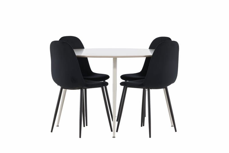 Plaza Spisegruppe 120 cm Rundt med 4 Polar stole - Beige/Svart - Møbler - Borde - Spisebordssæt