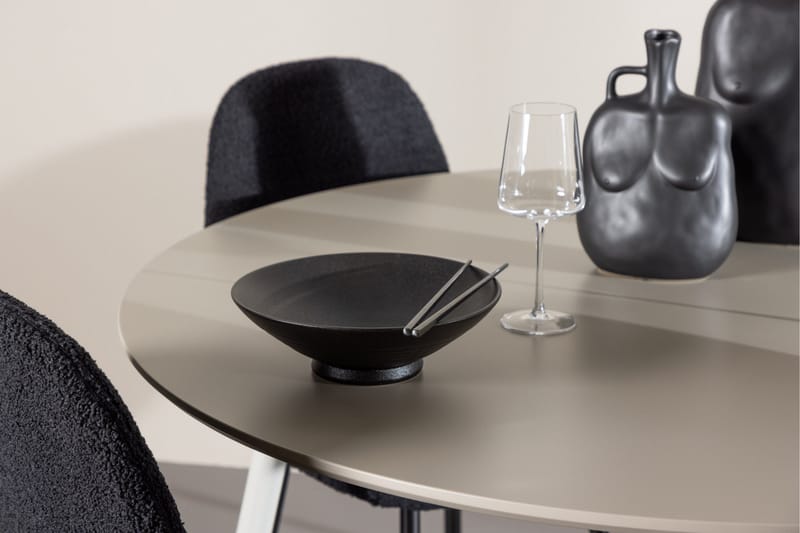 Plaza Spisegruppe 120 cm Rundt med 4 Polar stole - Beige/Svart - Møbler - Borde - Spisebordssæt