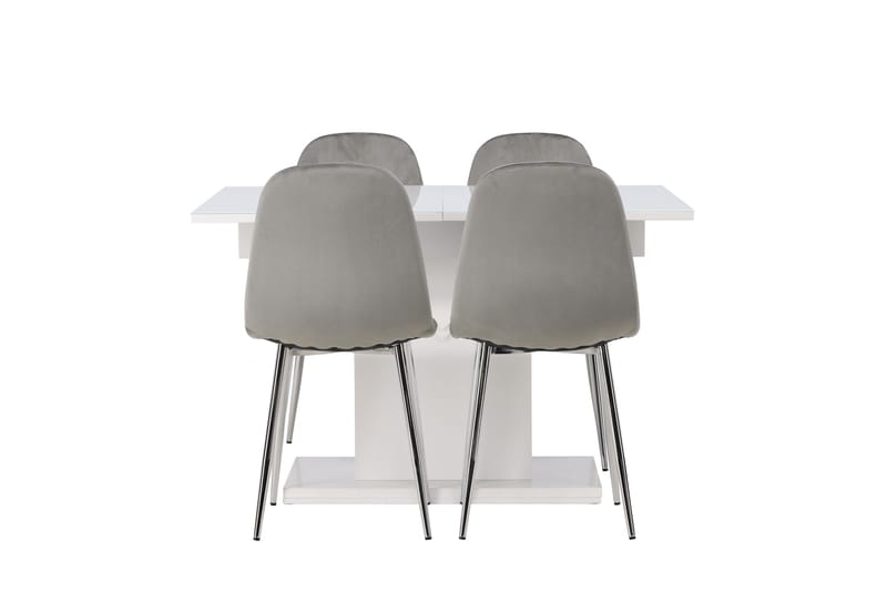 Pluto Spisebordssæt 120 cm Rektangulær med 4 Eva Stole, Lys grå