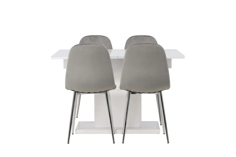 Pluto Spisebordssæt 120 cm Rektangulær med 4 Eva Stole, Lys grå
