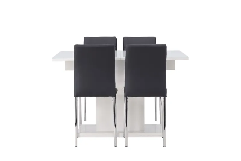 Pluto Spisebordssæt 120 cm Rektangulær med 4 Lily Stole, Svart