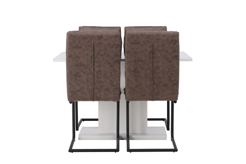 Pluto Spisebordssæt 120 cm Rektangulær med 4 Zizo Stole, Brun