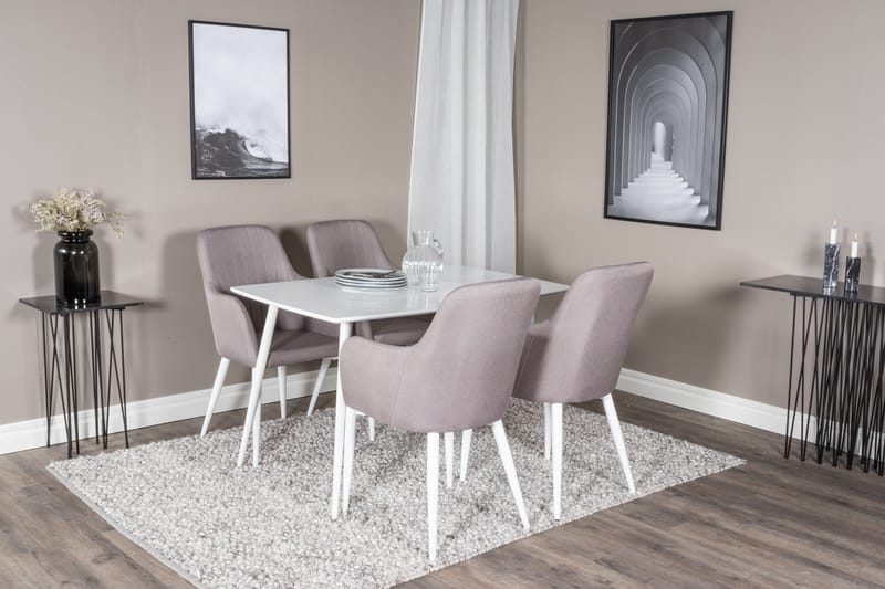 Polar matgruppe, 120 cm rektangulær med 4 Comfort-stoler - Grå - Møbler - Borde - Spisebordssæt