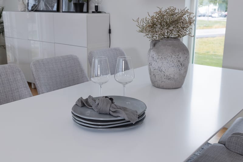 Polar matgruppe, 180 cm rektangulær med 6 Plaza-stoler - Grå - Møbler - Borde - Spisebordssæt