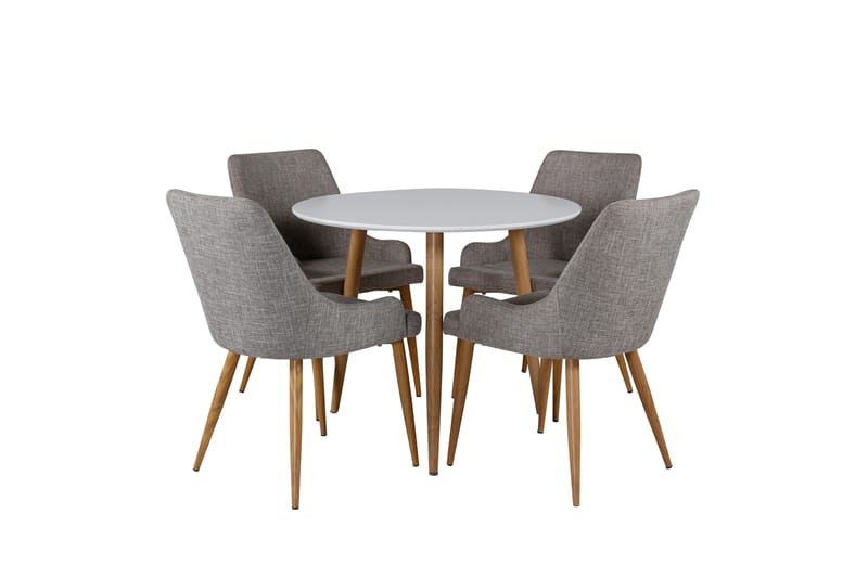 Polar matgruppe, 90 cm rund med 4 Plaza-stoler, Grå