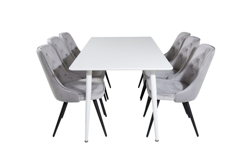 Polar Spisebord 180 cm med 6 Velvet Deluxe Velourstole - Møbler - Borde - Spisebordssæt