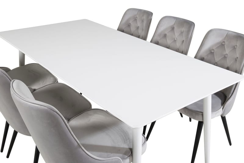 Polar Spisebord 180 cm med 6 Velvet Deluxe Velourstole - Møbler - Borde - Spisebordssæt