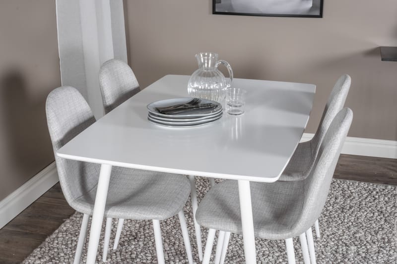 Polar Spisebordssæt 120 cm Rektangulær med 4 Polar Stole - Lys grå - Møbler - Borde - Spisebordss�æt