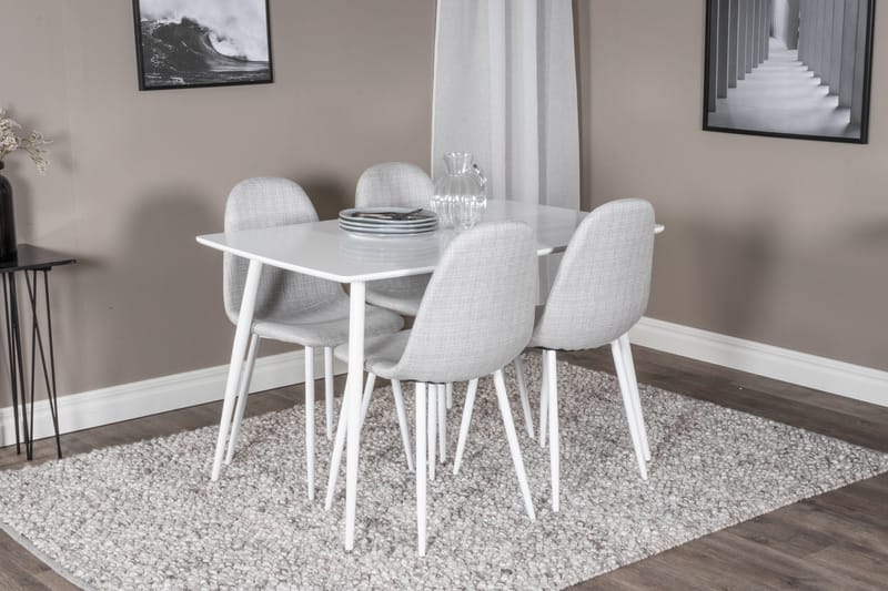 Polar Spisebordssæt 120 cm Rektangulær med 4 Polar Stole - Lys grå - Møbler - Borde - Spisebordssæt