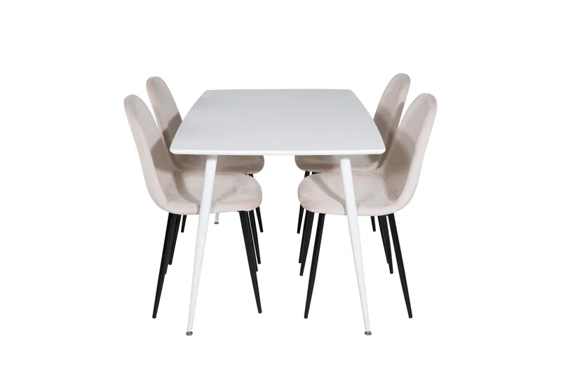 Polar Spisebordssæt 120 cm Rektangulær med 4 Polar Stole, Beige