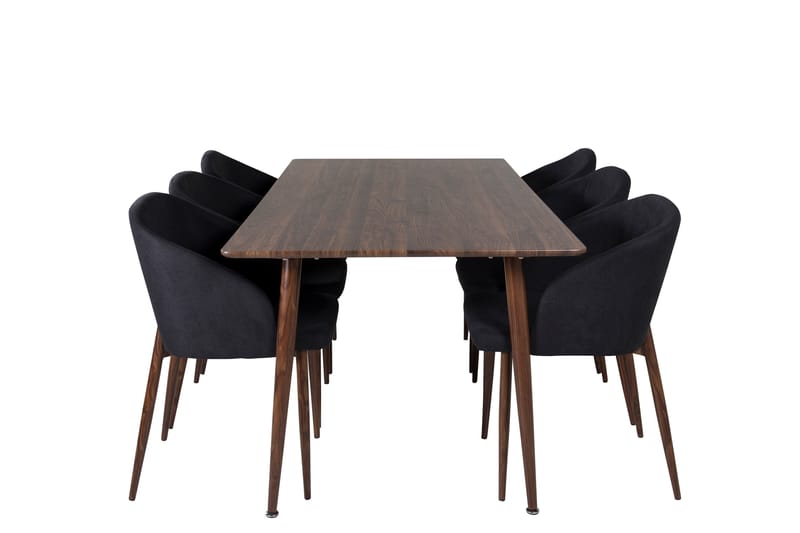 Polar Spisebordssæt 180 cm Rektangulær med 6 Arch Stole, Svart