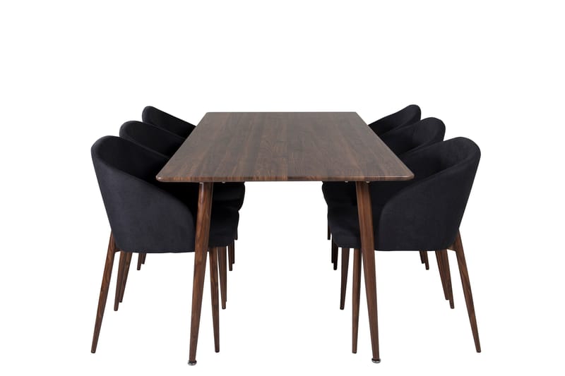 Polar Spisebordssæt 180 cm Rektangulær med 6 Arch Stole, Svart