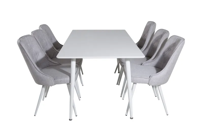 Polar Spisebordssæt 180 cm Rektangulær med 6 Velvet Stole, Grå