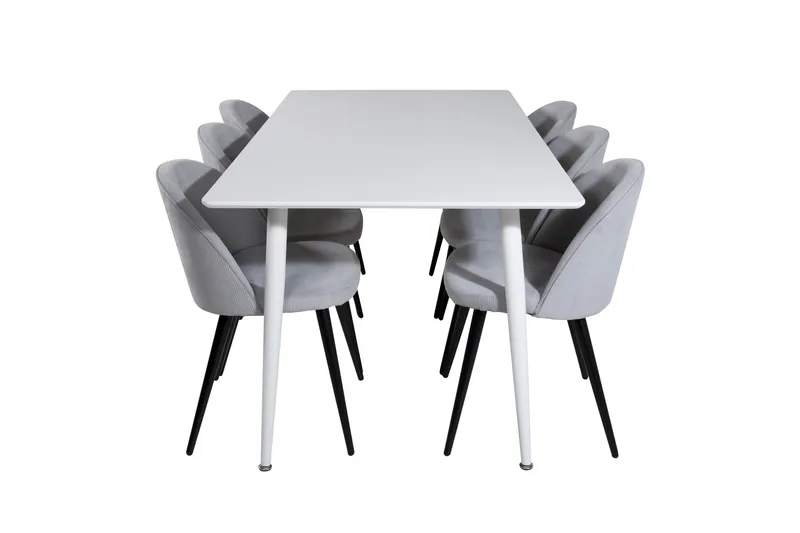 Polar Spisebordssæt 180 cm Rektangulær med 6 Velvet Stole, Svart