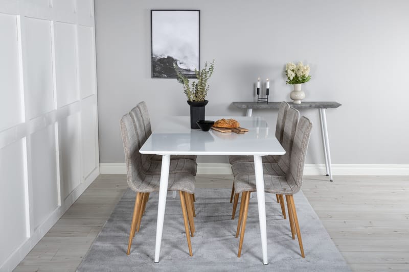 Polar Spisebordssæt 180 cm Rektangulær med 6 Windu Lyx Stole - Lys grå - Møbler - Borde - Spisebordssæt